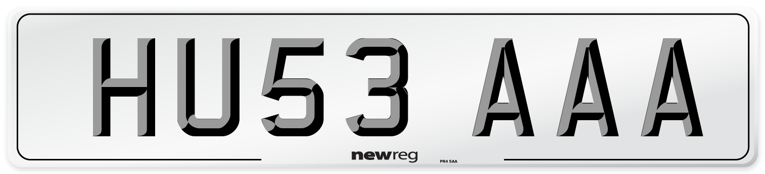 HU53 AAA Number Plate from New Reg